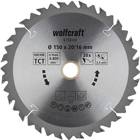 Wolfcraft Serie Braun Kreissägeblatt 20Z, 150x2.4x20mm, 1 Stück