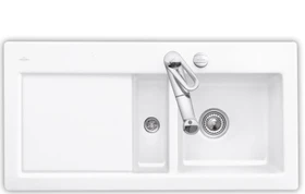 Villeroy & Boch Subway 60 Einbau Becken rechts mit Ablauffernbedienung stone white