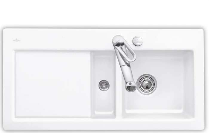 Villeroy & Boch Subway 60 Einbau Becken rechts mit Ablauffernbedienung stone white