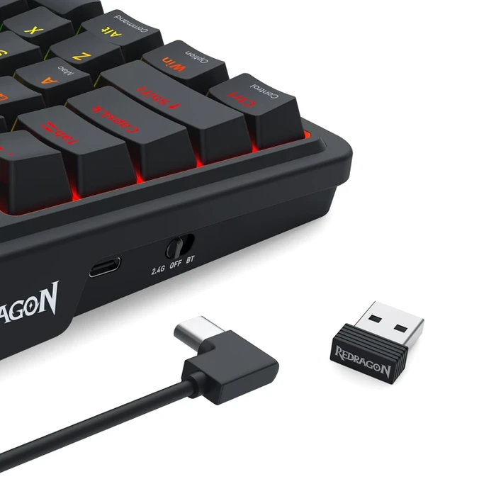 Redragon Galatin Pro K719 Wireless, schwarz, LEDs RGB, Outemu Red, USB/Bluetooth, US