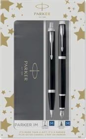 Parker IM Duo, Lacquer Black Chrome Trim, 2 Stück