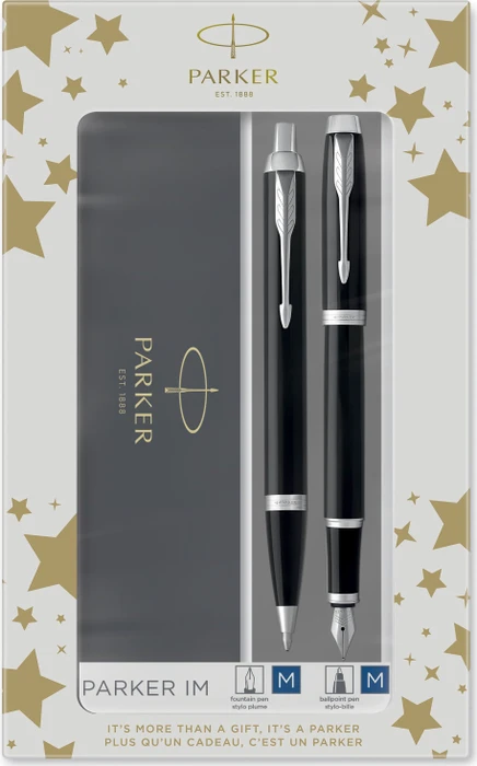Parker IM Duo, Lacquer Black Chrome Trim, 2 Stück