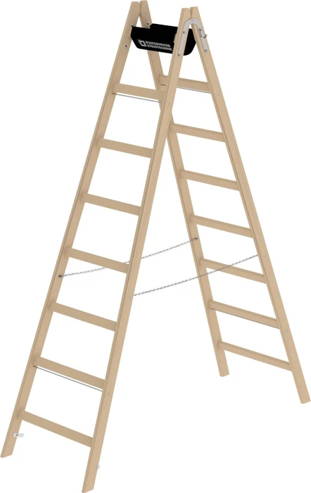 Günzburger Steigtechnik Holz 2-tlg. Stehleiter, 2x 8 Stufen