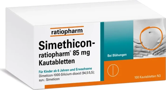 Simethicon-ratiopharm 85mg Kautabletten, 100 Stück