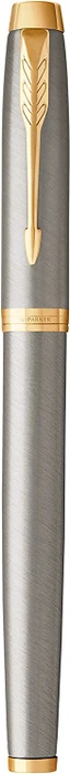 Parker IM brushed metal/gold trim, rechte Hand, fein, Geschenkbox