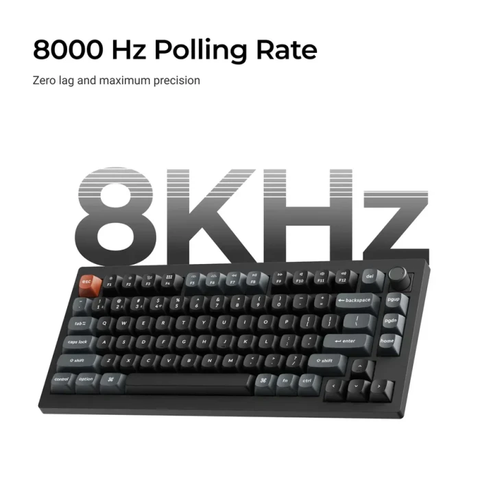 Keychron V5 Ultra 8K Wireless, 96%, schwarz, LEDs RGB, Keychron Silk POM BANANA, USB/Bluetooth, US