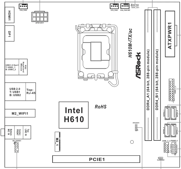ASRock H610M-ITX/ac (Intel 1700)