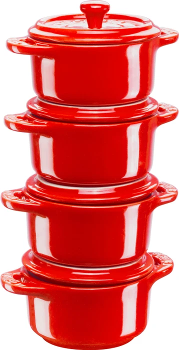 Zwilling Staub Ceramique Mini Cocotte Schmortopf 10cm kirsch-rot, 4 Stück