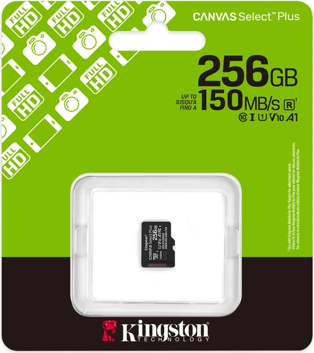 Kingston Canvas Select Plus Gen3 R150 256GB, UHS-I U1, A1, Class 10