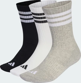 adidas 3-Streifen Cushioned Crew Socken medium grey heather/white/black, 3 Paare
