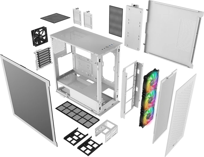 Thermaltake V350 TG ARGB Air Snow Edition, weiß, Glasfenster