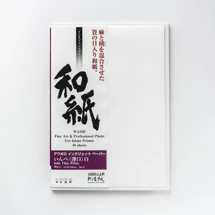Awagami Inbe Thin White Kunstdruckpapier matt, 44", 70g/m², 15m