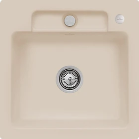 Villeroy & Boch Siluet 50 S Einbau Becken mittig mit Ablauffernbedienung almond