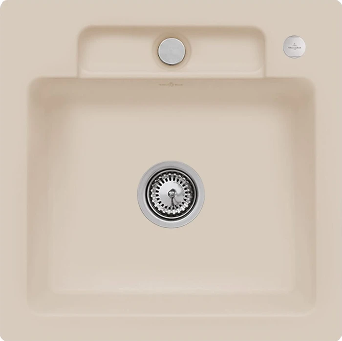 Villeroy & Boch Siluet 50 S Einbau Becken mittig mit Ablauffernbedienung almond