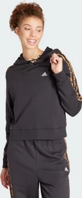 adidas Essentials 3-Streifen Animal Print Relaxed Hoodie black/magic beige (Damen)