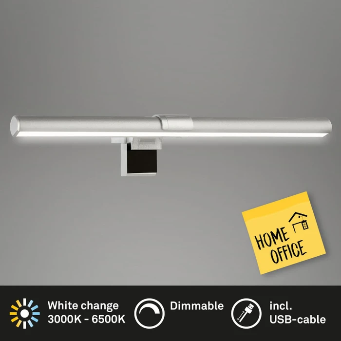 Briloner CCT Monitorleuchte, LED-Lampe für Monitore, dimmbar, silber, USB
