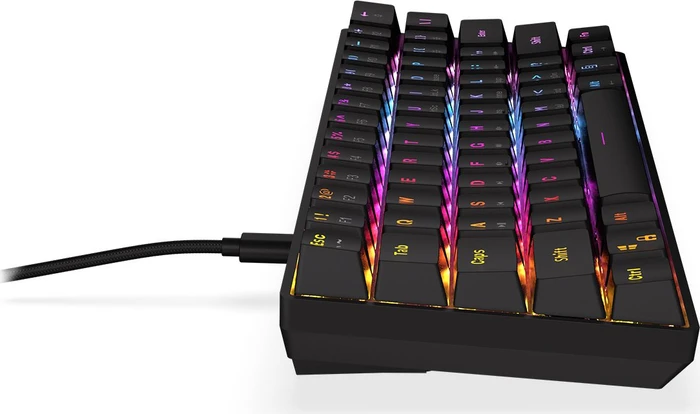 Krux Qara 60%, schwarz, LEDs RGB, Outemu Red, USB, US
