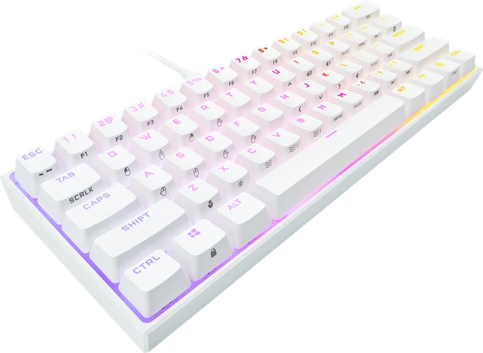 Corsair Gaming K65 RGB Mini, 60%, weiß, MX SPEED RGB Silver, USB, DE