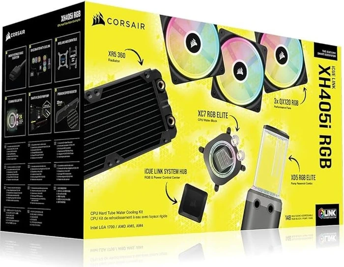 Corsair Hydro X Series iCUE LINK XH405i RGB Pro Custom Cooling Kit, schwarz