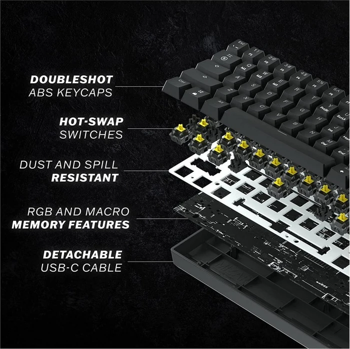 HK Gaming GK61 Pink, 60% Layout, rosa, LEDs RGB, Gateron BLACK, USB, US