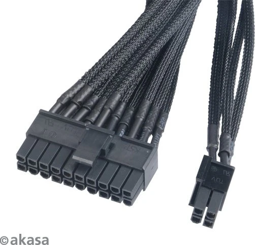 Akasa Flexa P24, 24-Pin ATX Verlängerungskabel, 400mm, sleeved schwarz