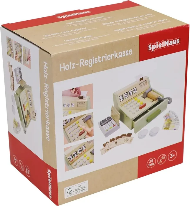 SpielMaus Holz Registrierkasse mit Zubehör