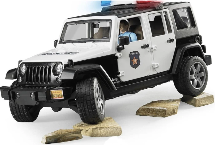 Bruder Profi-Serie JEEP Wrangler Unlimited Rubicon Polizeifahrzeug mit Polizist und Ausstattung