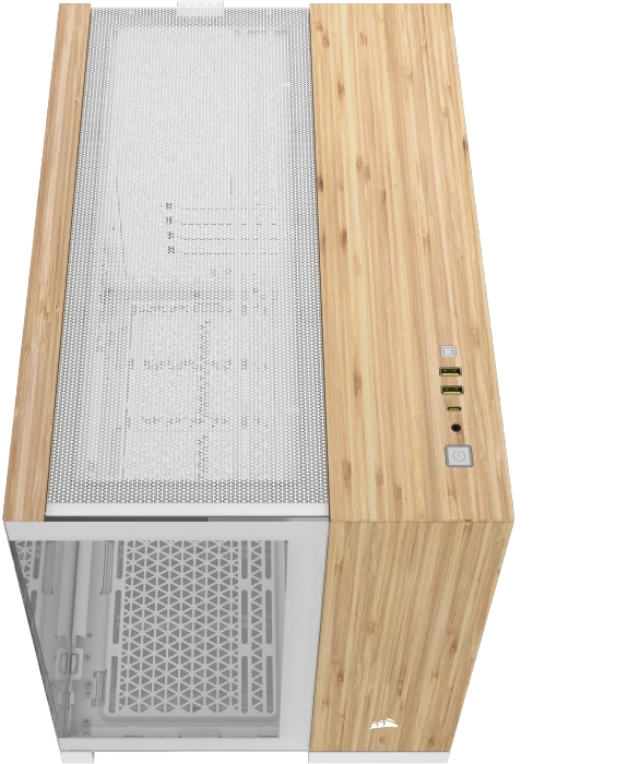 Corsair 2500X White/Bamboo, weiß/braun, Glasfenster