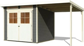 Karibu Glücksburg 4 Gartenhaus inkl. Anbau 1.9m terragrau