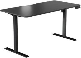 LeetDesk Entry Dark elektrisch höhenverstellbarer Sitz-Steh-Schreibtisch 140x70cm schwarz/schwarz