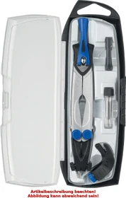 Maped Technic Compact Zirkelkasten 4-teilig, silber/grau/blau, Klappdeckeletui