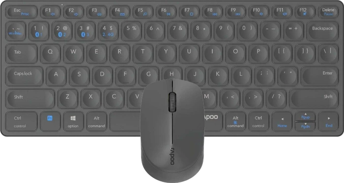 Rapoo 9600M Multi-mode Wireless Ultra-slim Advanced Desktop Set dunkelgrau, USB/Bluetooth, US