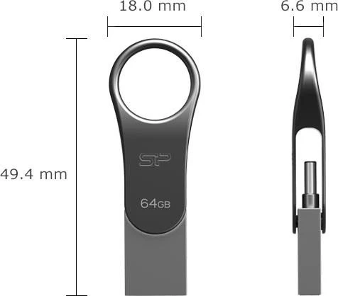 Silicon Power Mobile C80 64GB, USB-A + USB-C, USB 3.2 Gen 1×1