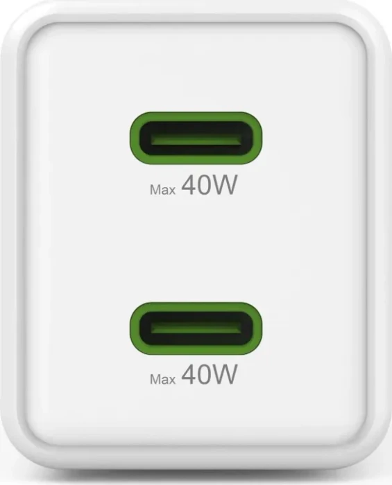 Hama Schnellladegerät GaN 2x USB-C Super-Mini-Ladegerät PD 40 W weiß