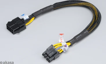 Akasa 4/8-Pin ATX12V Verlängerungskabel, 300mm, sleeved schwarz/gelb