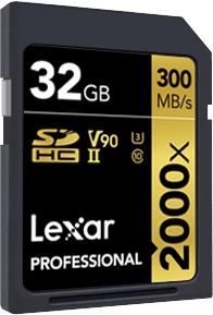 Lexar Professional 2000x Gold Series R300/W260 32GB, UHS-II U3, Class 10