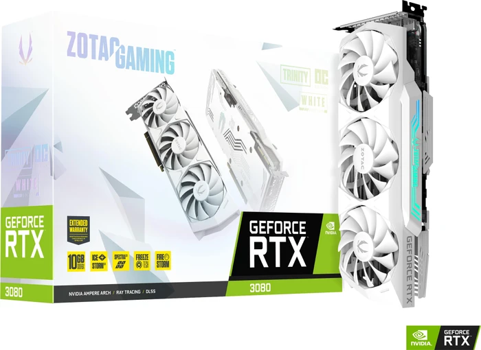Zotac Gaming GeForce RTX 3080 Trinity OC White Edition LHR, 10GB GDDR6X, HDMI, 3x DP