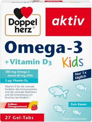 Doppelherz aktiv Omega 3 + Vitamin D3 Kids Tabletten, 27 Stück