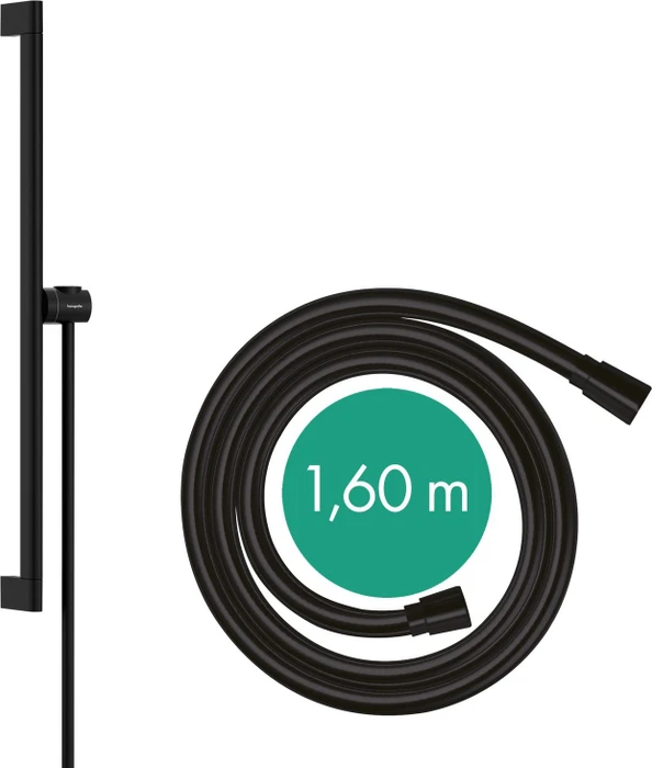 Hansgrohe Unica Brausestange S Puro 65cm mit Easy Slide Handbrausehalter und Isiflex Brauseschlauch 160cm mattschwarz