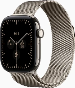Apple Watch Series 12 (GPS + Cellular) 42mm Titan natur mit Milanaise-Armband natur