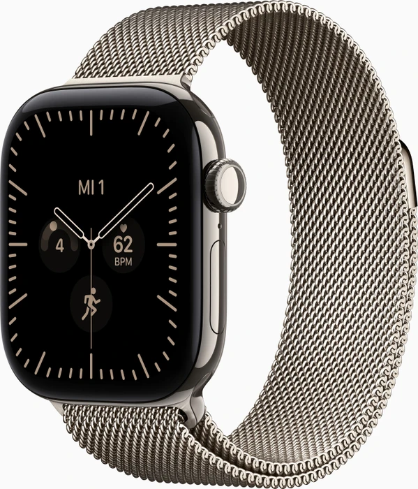 Apple Watch Series 12 (GPS + Cellular) 42mm Titan natur mit Milanaise-Armband natur