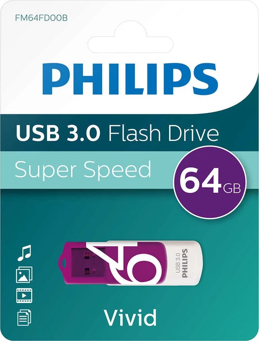 Philips Vivid 64GB violett, USB-A, USB 3.2 Gen 1×1