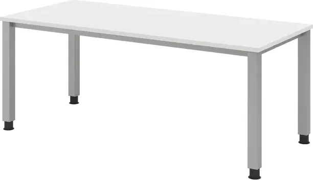Hammerbacher Ergonomic Plus Q-Serie VQS19/W Schreibtisch 180x80cm weiß/silber