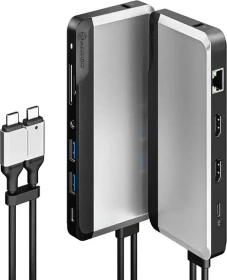 Alogic USB-C Super Dock - 10-in-1 with Dual Display 4K, 2x USB-C 3.0 [Stecker] (U2CSH-SGR)