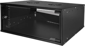 LogiLink 19" Wandschrank ECO 4HE, montiert, Sicherheitsglastür, schwarz, 400mm tief