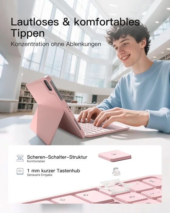 Inateck Ultraleicht Tastatur für iPad Air 6/iPad Air 5/iPad Pro 11", pink, DE