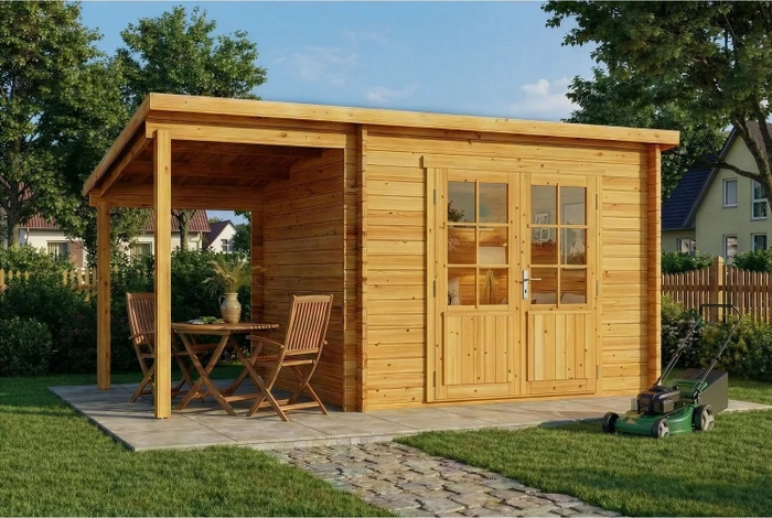 Alpholz Gartenhaus Maria mit Schleppdach 450x275cm braun