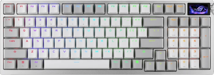 ASUS ROG Azoth 96 HE Gaming Keyboard, White, hot-swap, ROG HFX V2 Magnetic, USB/Bluetooth, DE
