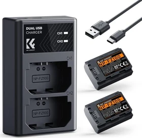 K&F Concept NP-FZ100 Dual-Slot-Schnellladegerät mit 2 Akkus