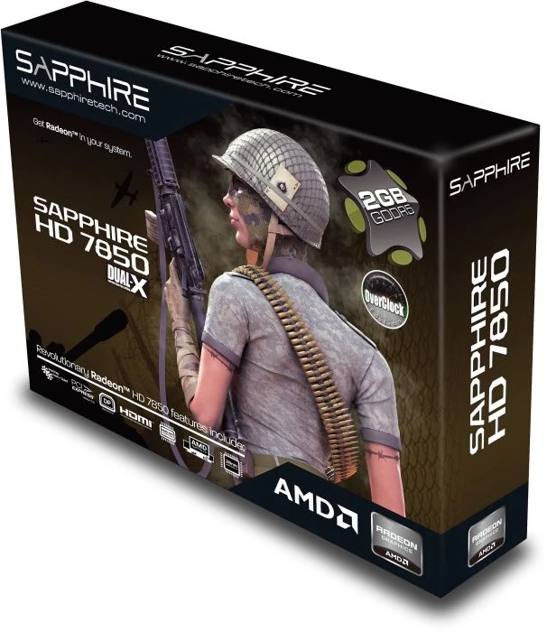 Sapphire Radeon HD 7850 OC, 2GB GDDR5, 2x DVI, HDMI, DP, full retail